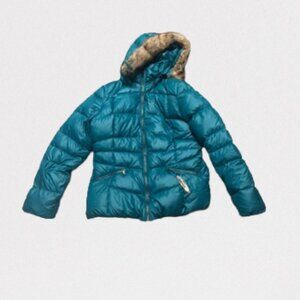 NWOT Schoffel Fur Trim Hooded Down Puffer Jacket Womens US Sz 10